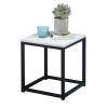 End Table/Side Table/Night Stand;  Upgrade Version with Metal Frame Box - dark brown - MARBLE & BLACK