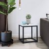 End Table/Side Table/Night Stand;  Upgrade Version with Metal Frame Box - dark brown - MARBLE & BLACK