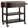 Langdon Kitchen Cart; Drop Leaf; Cappuccino and Natural - 40826