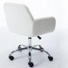 Faux Fur Home Office Chair,Fluffy Fuzzy Comfortable Makeup Vanity Chair ,Swivel Desk Chair Height Adjustable Dressing Chair for Bedroom - White