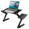 Foldable Laptop Table Bed Notebook Desk with Mouse Board Aluminum Alloy Breakfast Snacking Tray for Home Office Travel Use - Black