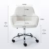 Faux Fur Home Office Chair,Fluffy Fuzzy Comfortable Makeup Vanity Chair ,Swivel Desk Chair Height Adjustable Dressing Chair for Bedroom - White