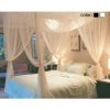 4 Corner Post Full Queen King Size Bed Mosquito Net-Black - white