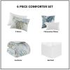 6 Piece Oversized Cotton Comforter Set with Throw Pillow - as Pic