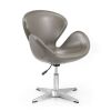 Manhattan Comfort Raspberry Pebble and Polished Chrome Faux Leather Adjustable Swivel Chair - Default Title