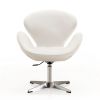 Manhattan Comfort Raspberry White and Polished Chrome Faux Leather Adjustable Swivel Chair - Default Title