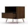 Manhattan Comfort Rockefeller 1.0 Mid-Century Modern 1-Drawer Nightstand in Brown - Default Title