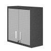 Manhattan Comfort Fortress 30" Floating Textured Metal Garage Cabinet with Adjustable Shelves in Grey - Default Title