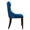 Manhattan Comfort Reine Cobalt Blue and Walnut Velvet Dining Chair (Set of Two) - Default Title