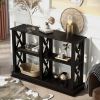 Console Table with 3-Tier Open Storage Spaces and 'X' Legs, Narrow Sofa Entry Table for Living Room, Entryway and Hallway  - Black