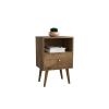 Manhattan Comfort Liberty Mid-Century Modern Nightstand 1.0 with 1 Cubby Space and 1 Drawer in Rustic Brown - Default Title