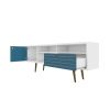 Manhattan Comfort Liberty 70.86" Mid-Century Modern TV Stand with 4 Shelving Spaces and 1 Drawer in White and Aqua Blue with Solid Wood Legs - Default