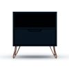 Manhattan Comfort Rockefeller 1.0 Mid-Century- Modern Nightstand with 1-Drawer in Tatiana Midnight Blue - Default Title