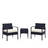 Manhattan Comfort Noli Steel Rattan 3-Piece Patio Conversation Set with Cushions in Cream - Default Title