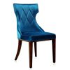 Manhattan Comfort Reine Cobalt Blue and Walnut Velvet Dining Chair (Set of Two) - Default Title