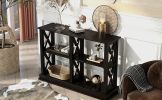 Console Table with 3-Tier Open Storage Spaces and 'X' Legs, Narrow Sofa Entry Table for Living Room, Entryway and Hallway  - Black