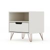 Manhattan Comfort Rockefeller 1.0 Mid-Century- Modern Nightstand with 1-Drawer in Off White - Default Title