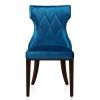 Manhattan Comfort Reine Cobalt Blue and Walnut Velvet Dining Chair (Set of Two) - Default Title