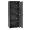 Manhattan Comfort Fortress Textured Metal 75.4" Garage Cabinet with 4 Adjustable Shelves in Charcoal Grey - Default Title