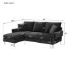 84 " Convertible Sectional Sofa, Modern Chenille L-Shaped Sofa Couch with Reversible Chaise Lounge, Fit for Living Room, Apartment(2 Pillows)   - Blac