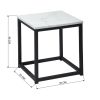 End Table/Side Table/Night Stand;  Upgrade Version with Metal Frame Box - dark brown - MARBLE & BLACK