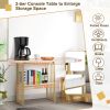 48 Inch 2-Tier Console Table with Gold Finished Frame - White