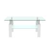 White Coffee Table, Clear Coffee Table,Modern Side Center Tables for Living Room, Living Room Furniture - White