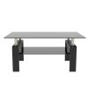 Rectangle Black Glass Coffee Table, Clear Coffee Table,Modern Side Center Tables for Living Room,Living Room Furniture - as Pic