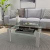 White Coffee Table, Clear Coffee Table,Modern Side Center Tables for Living Room, Living Room Furniture - White