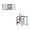 Norfolk 2 Piece Kitchen Set, Kitchen Island + Upper Wall Cabinet , White /Walnut - White /Walnut