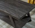 Athens Contemporary Replicated Wood Shelf Coffee Set Table in Charcoal Finish - as Pic