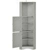 Tall Bathroom Corner Cabinet; Freestanding Storage Cabinet with Doors and Adjustable Shelves; MDF Board; Gray - Gray