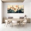 3 Panels Framed Abstract Wood Grain Boho Style Mountain & Forest Canvas Wall Art Decor,3 Pieces Mordern Canvas Decoration Painting for Office,Dining r