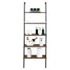 Industrial Wall Mounted Bookcase 5-Tier Open Ladder Shelf Bookshelf with Metal Frame, 23.6" L x 11.8" W x 70.9" H - as pic