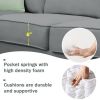 112*87" Sectional Sofa Couches Living Room Sets, 7 Seats Modular Sectional Sofa with Ottoman, L Shape Fabric Sofa Corner Couch Set with 3 Pillows - Gr