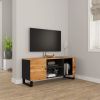 TV Stand 41.3"x13"x18.1" Solid Wood Acacia - Black