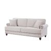 Living Room Furniture, Modern 3-Piece Including Three-Seater, Loveseat and Single Chair,Chenille modern Upholstered Sofa Set, White  - White - Chenill