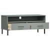 TV Stand with Metal Legs Gray Solid Wood Pine OSLO - Gray