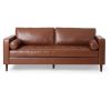 Mirod Comfy 3-seat Sofa with Wooden Legs, PU, for Living Room and Study - as Pic