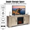 65 Inch Media Component TV Stand with Adjustable Shelves - Wood color