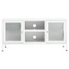 TV Stand White 41.3"x13.8"x20.5" Steel and Glass - White