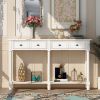 Console Table Sofa Table Easy Assembly with Two Storage Drawers and Bottom Shelf for Living Room, Entryway - Ivory