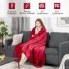 84 x 62 Inch Heated Blanket Electric Throw with 5 Heating Levels - Red