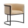 Manhattan Comfort Bali Tan and Black Faux Leather Dining Chair - Default Title