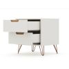 Manhattan Comfort Rockefeller 2.0 Mid-Century Modern 2-Drawer Nightstand in Off White and Nature - Default Title