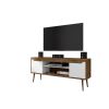 Manhattan Comfort Bradley 62.99 TV Stand Rustic Brown and White with 2 Media Shelves and 2 Storage Shelves in Rustic Brown and White with Solid Wood L