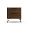 Manhattan Comfort Rockefeller 2.0 Mid-Century- Modern Nightstand with 2-Drawer in Brown - Default Title