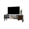 Manhattan Comfort Doyers 53.15 Mid-Century Modern TV Stand in White and Nut Brown - Default Title