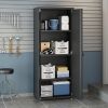 Manhattan Comfort Fortress Textured Metal 75.4" Garage Cabinet with 4 Adjustable Shelves in Charcoal Grey - Default Title