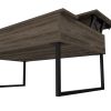 DEPOT E-SHOP Viena Lift Top Coffee Table, Flexible Shelf, Two Legs , Dark Walnut - as Pic